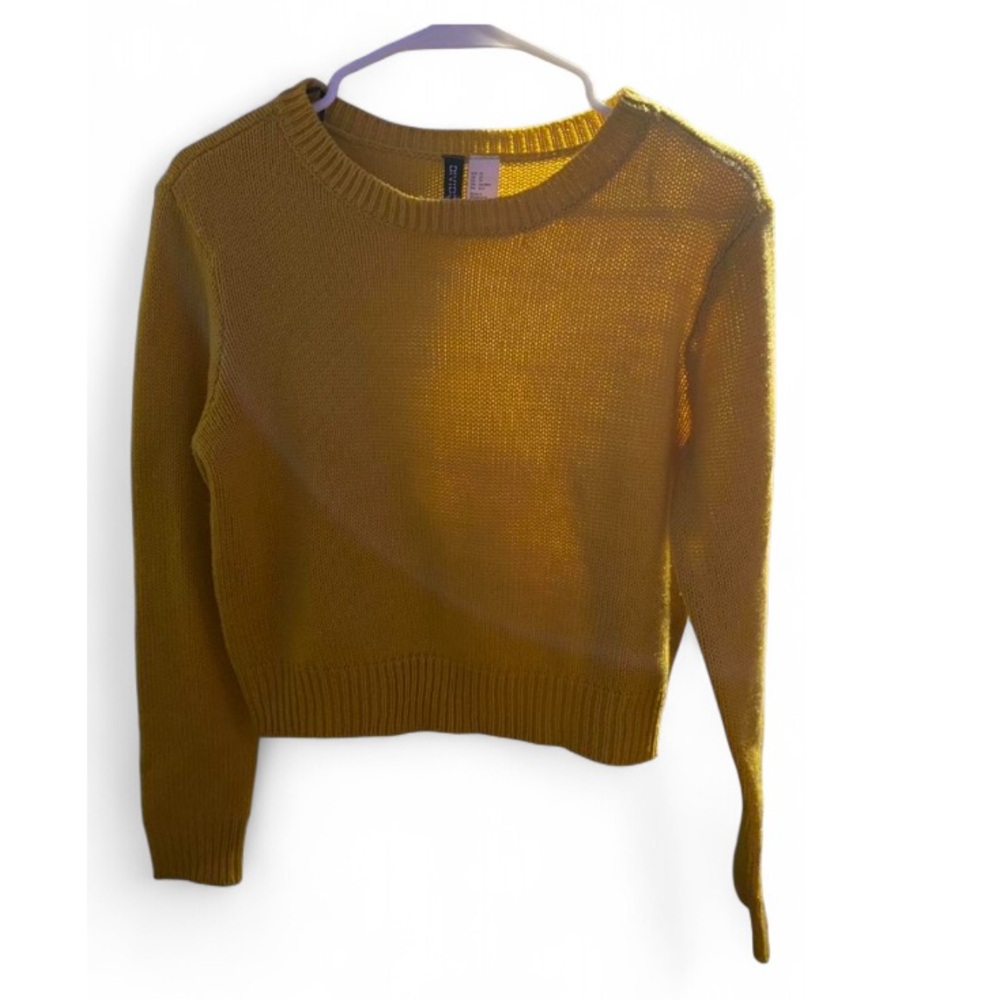Women's H&M Divided Mustard Yellow Knit Cropped Pullover Sweater